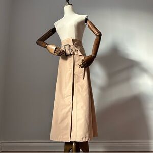 Beige Wrap Midi Skirt A-Line